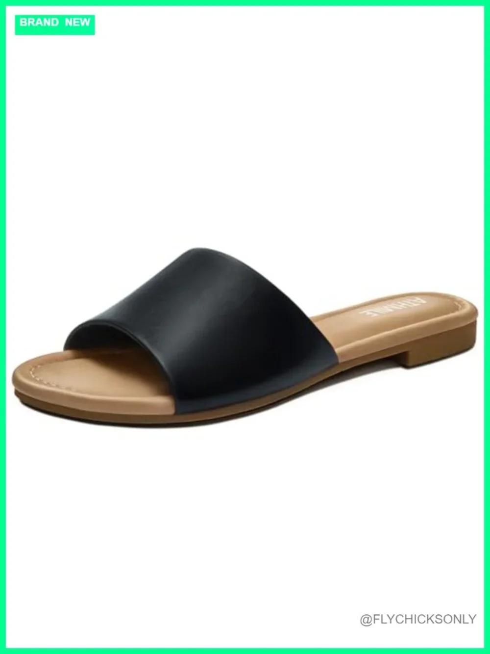 Women's One Band Slide Sandals - PU Leather Comfort Flats for Casual Beach